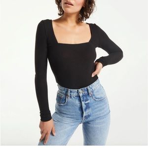 Z supply sweater knit bodysuit black size medium